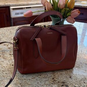 Fossil Tan Leather Satchel